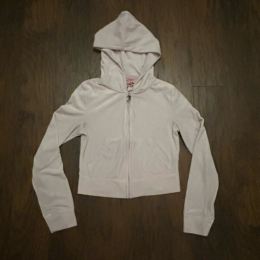 Juicy Couture Light Purple Velour Hoodie with Silver Zipper Size Small